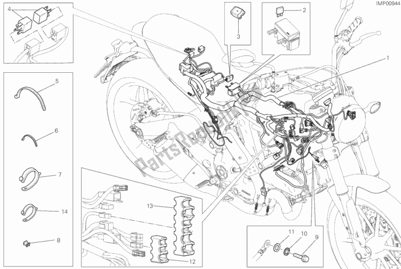 Alle onderdelen voor de Kabelboom van de Ducati Scrambler Urban Enduro Brasil 803 2016